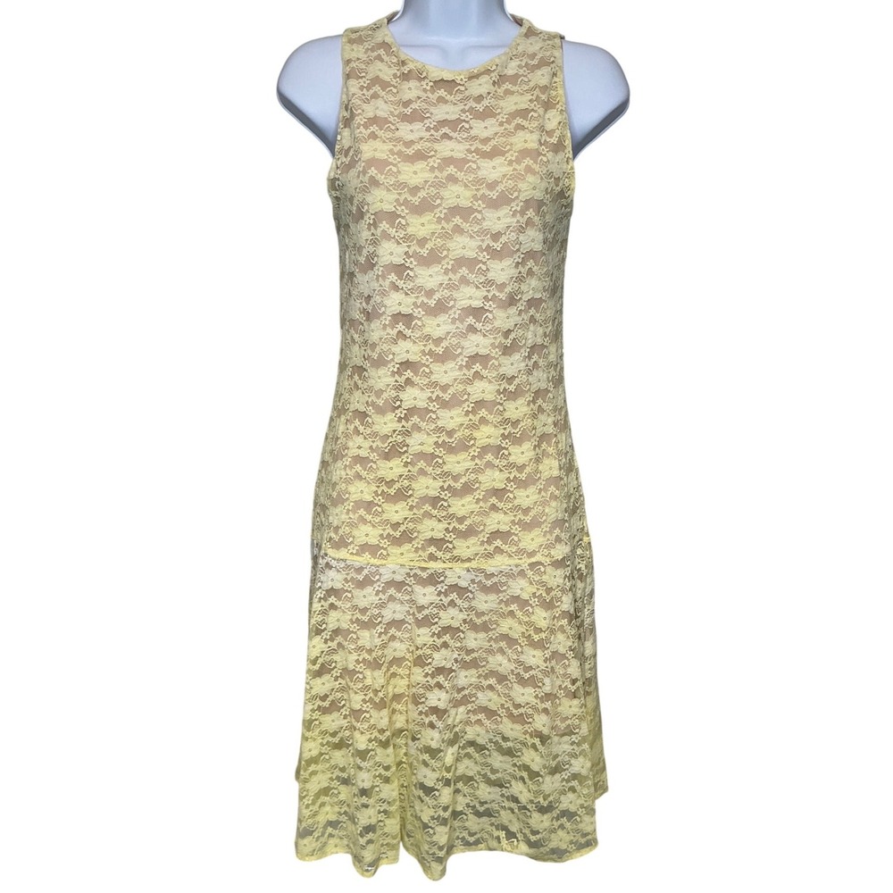Hannah Keally Womens Yellow Lace Sleeveless Dress Est Sz XXS/XS Indie Designer